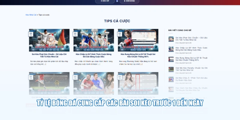 Tỷ Lệ Bóng Đá cung cấp các bài soi kèo trước 1 đến ngày