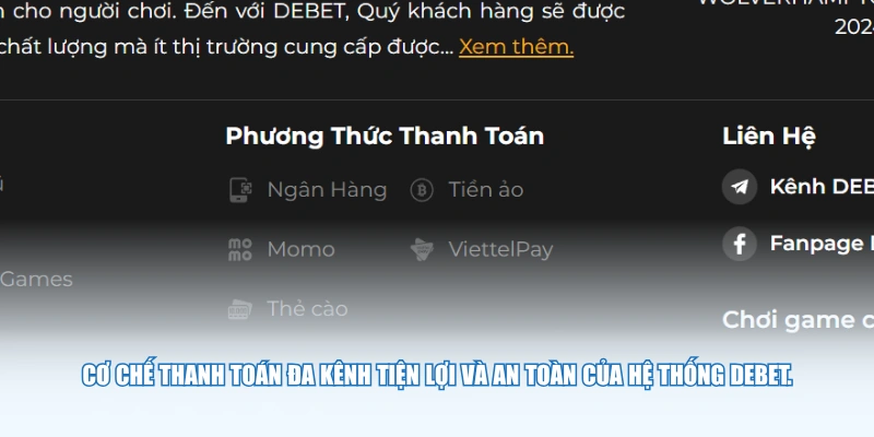 Cơ chế thanh toán đa kênh tiện lợi và an toàn của hệ thống Debet.