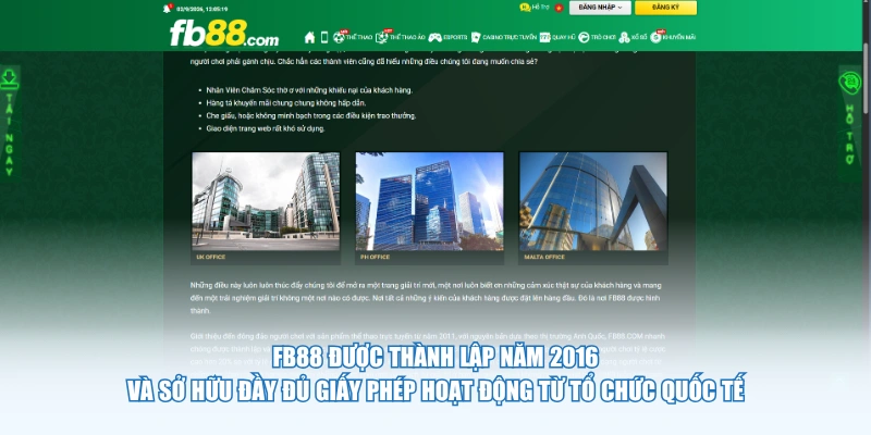 FB88 được thành lập năm 2016 và sở hữu đầy đủ giấy phép hoạt động từ tổ chức quốc tế