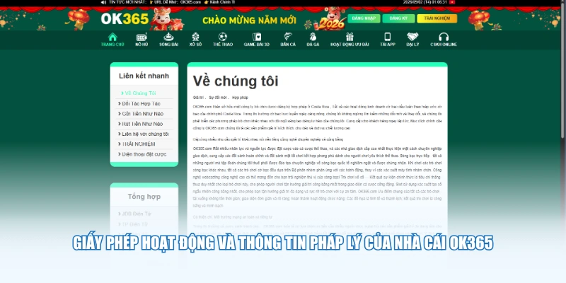 Giấy phép hoạt động và thông tin pháp lý của nhà cái OK365