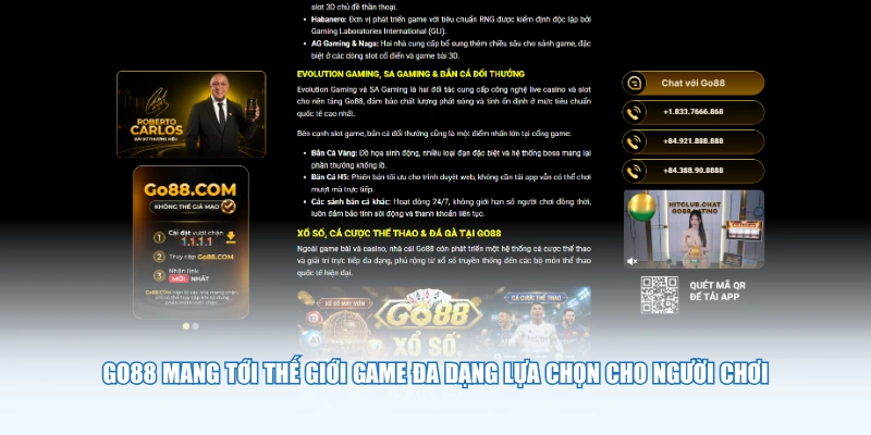 GO88 mang tới thế giới game đa dạng lựa chọn cho người chơi